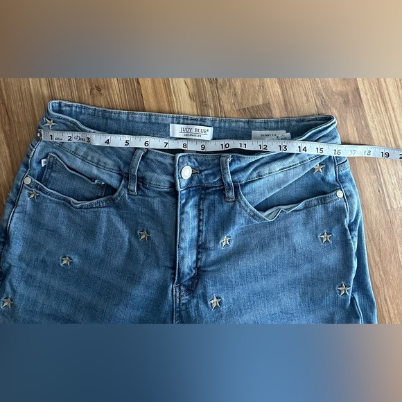 Judy Blue Stars Embroidered Jeans High Rise Stretch Skinny Light Blue 14W - Picture 12 of 13